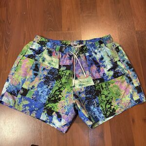TOPMAN Abstract Swim Trunks 5" elasticated Drawtie Waist Size L/XL
